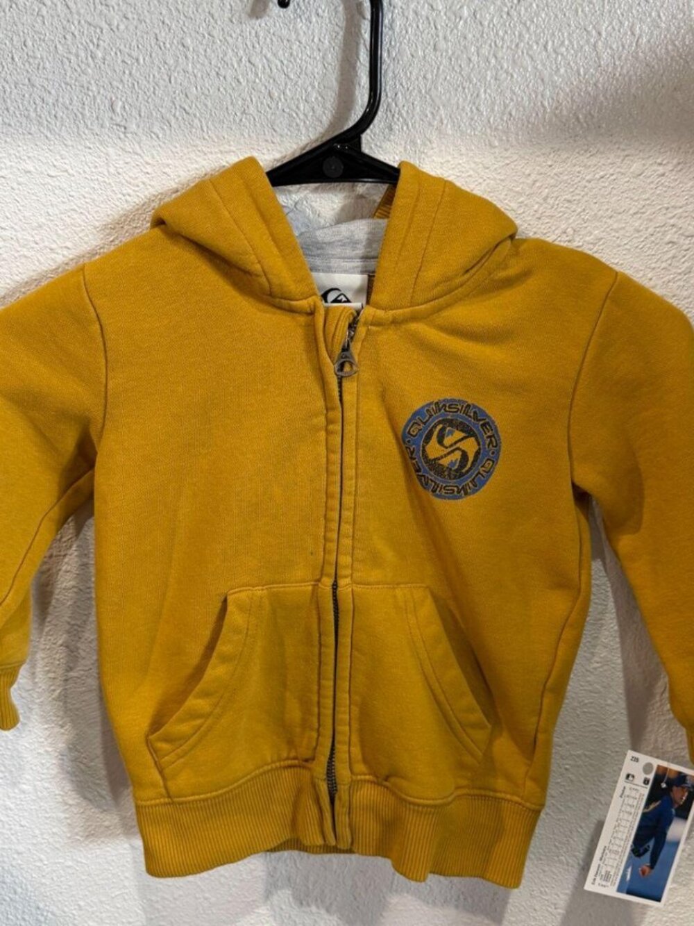 Quiksilver Kids Mustard Gold Zip-Up Hoodie Size 3